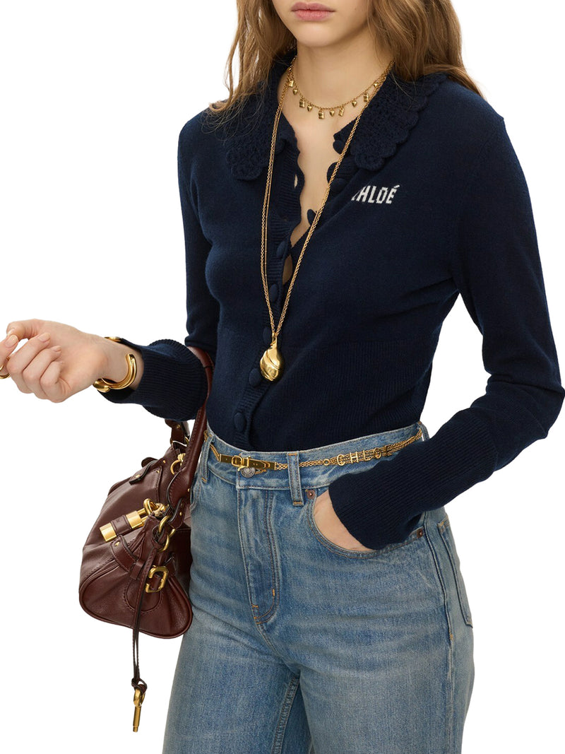 CARDIGAN CON LOGO IN MAGLIA DI LANA