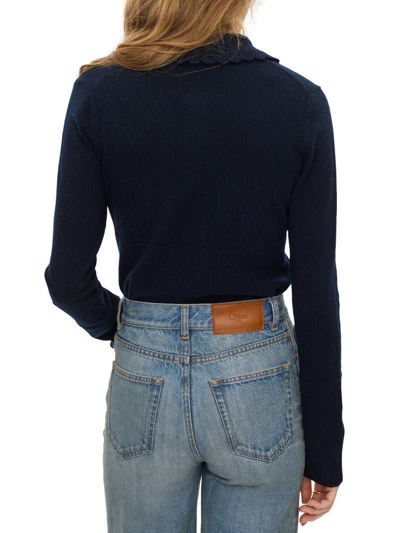 CARDIGAN CON LOGO IN MAGLIA DI LANA