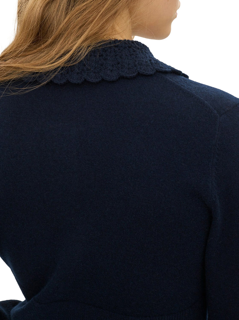 CARDIGAN CON LOGO IN MAGLIA DI LANA
