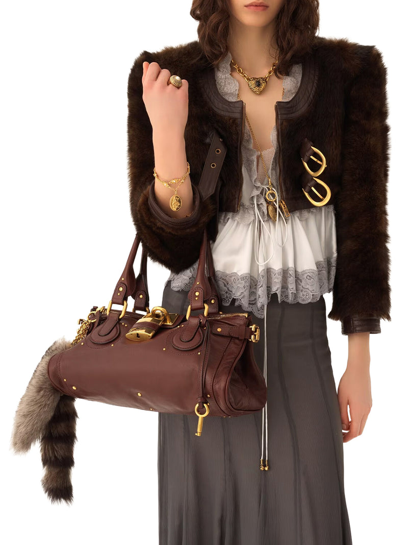 BORSA PADDINGTON IN PELLE GRANATA