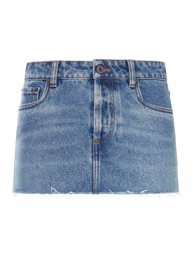 MINIGONNA IN DENIM LAVAGGIO USED CON ORLO SFILACCIATO