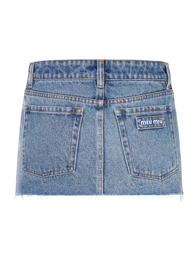 MINIGONNA IN DENIM LAVAGGIO USED CON ORLO SFILACCIATO