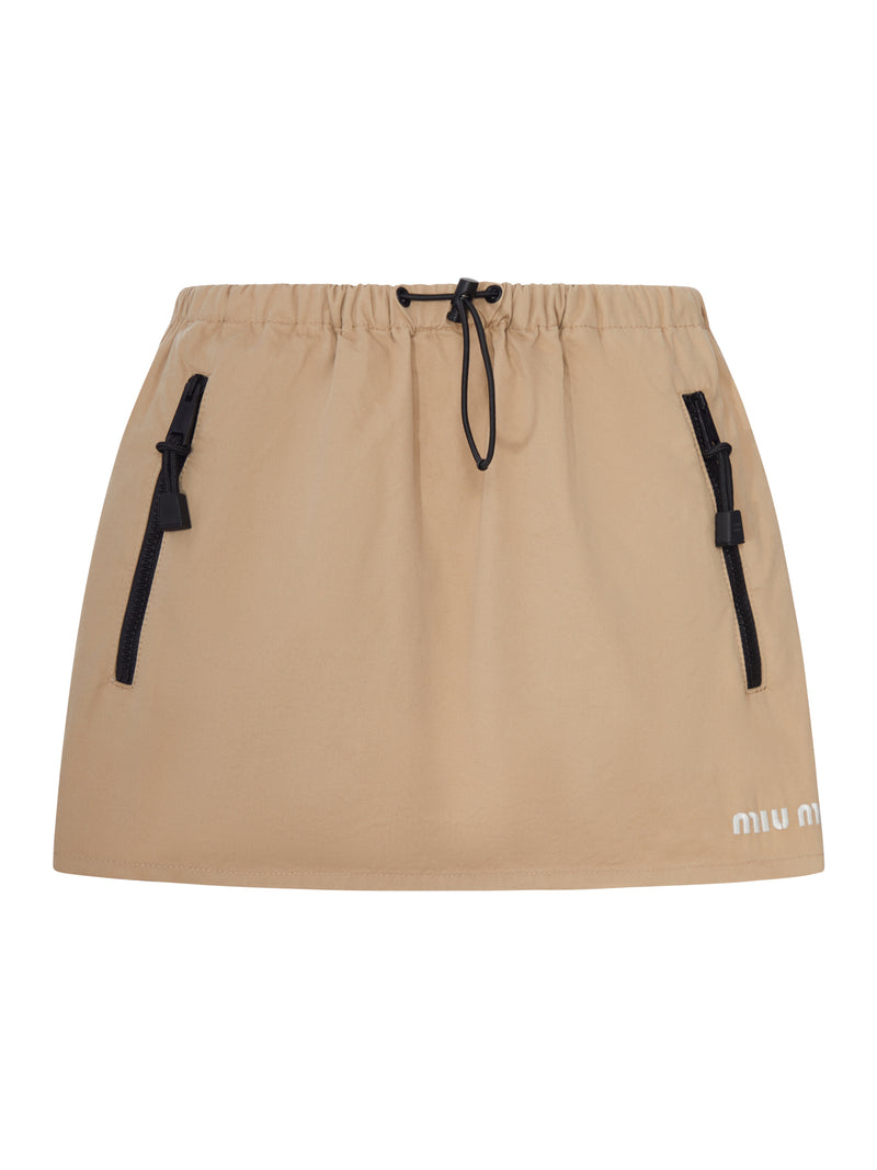 MINIGONNA CON COULISSE IN GABARDINE DI COTONE