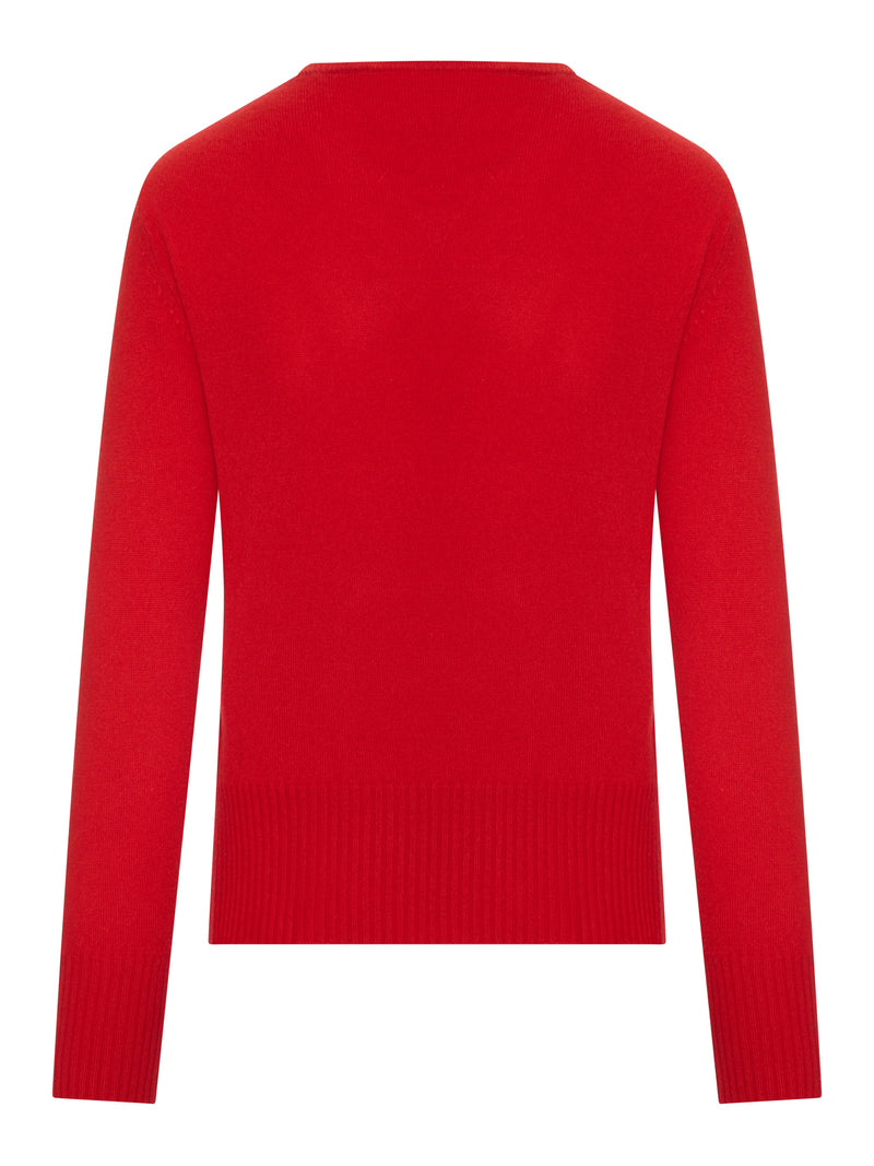 MAGLIA IN CASHMERE CON SCOLLO A V E LOGO