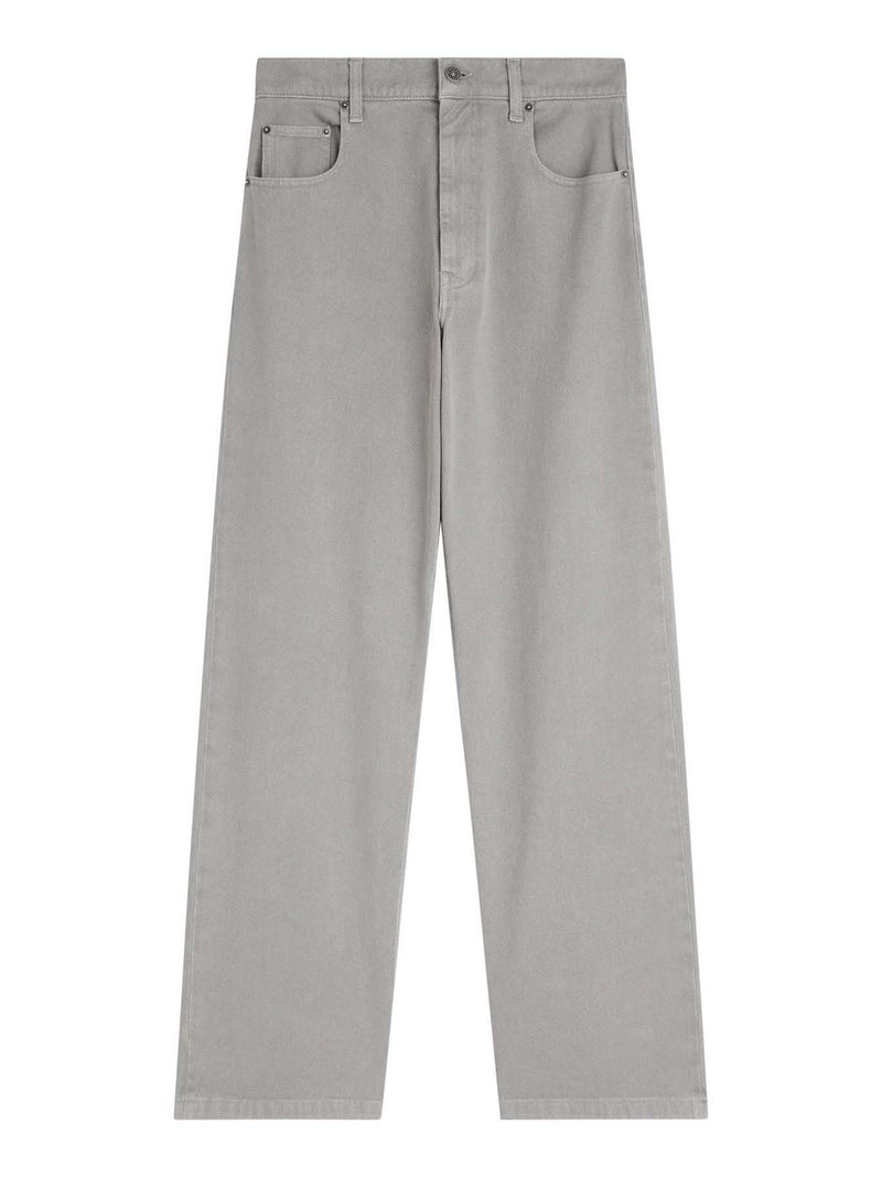 JEANS CON ZIP IN COTONE GRIGIO CENERE