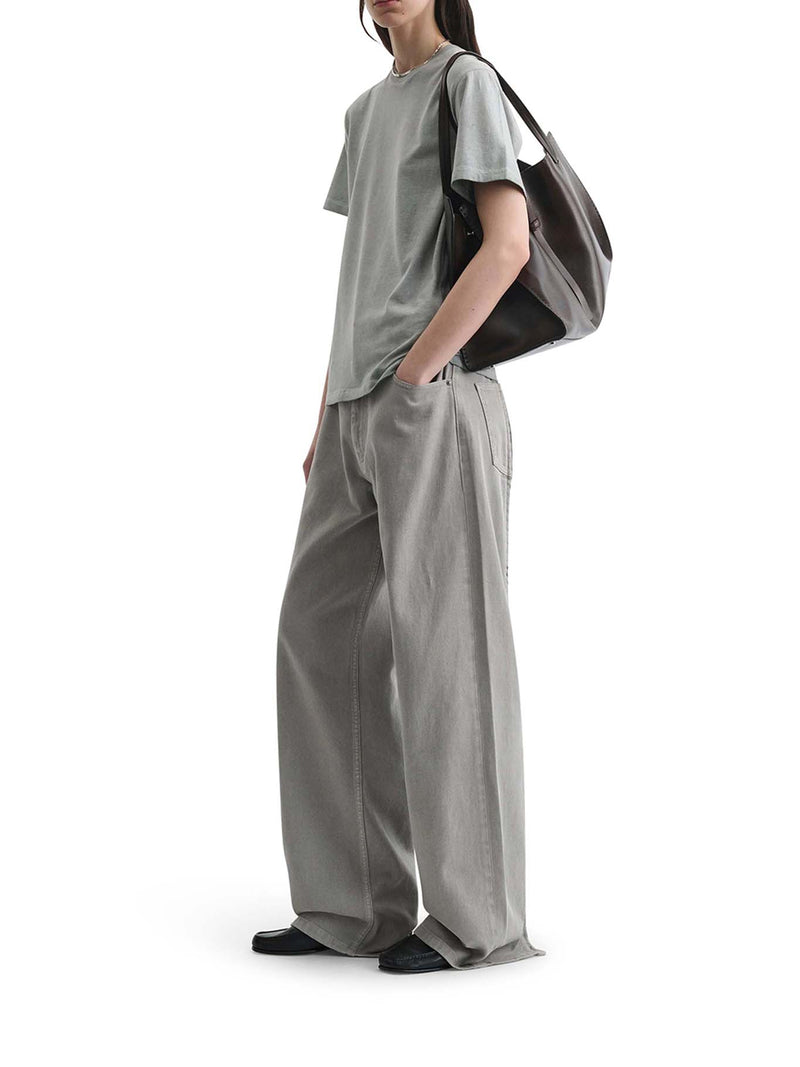 JEANS CON ZIP IN COTONE GRIGIO CENERE