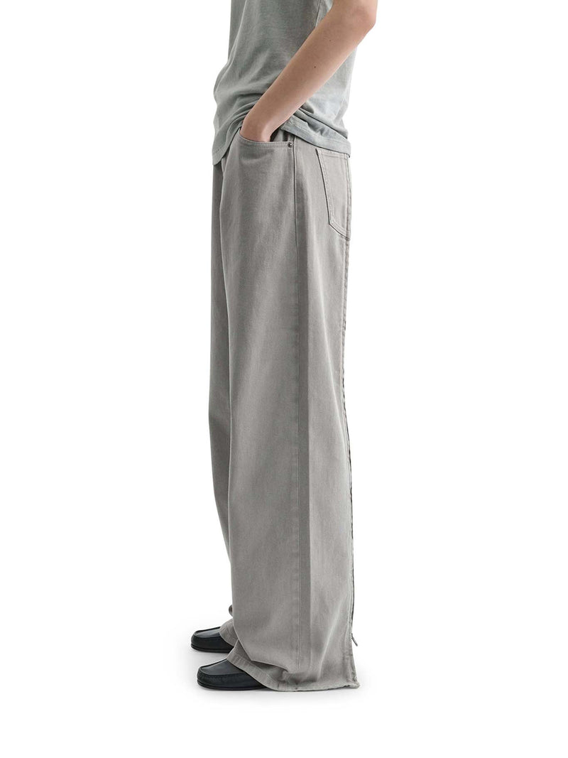 JEANS CON ZIP IN COTONE GRIGIO CENERE