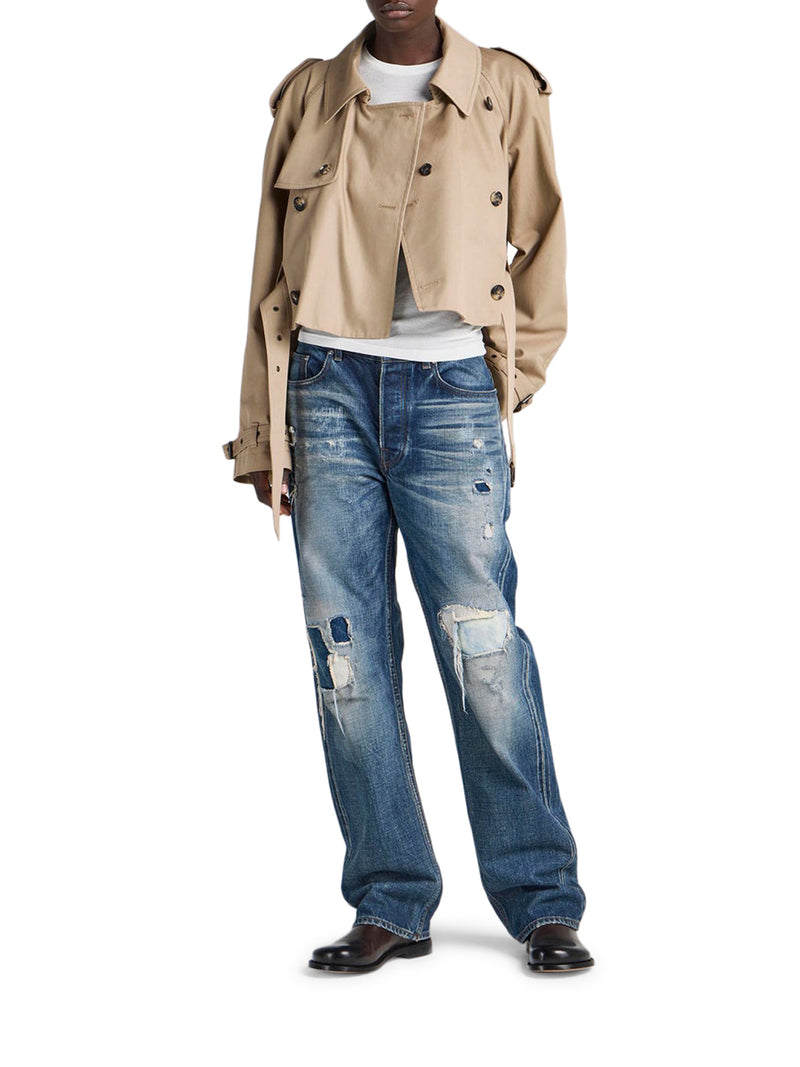 TRENCH CROP IN COTONE IMPERMEABILE