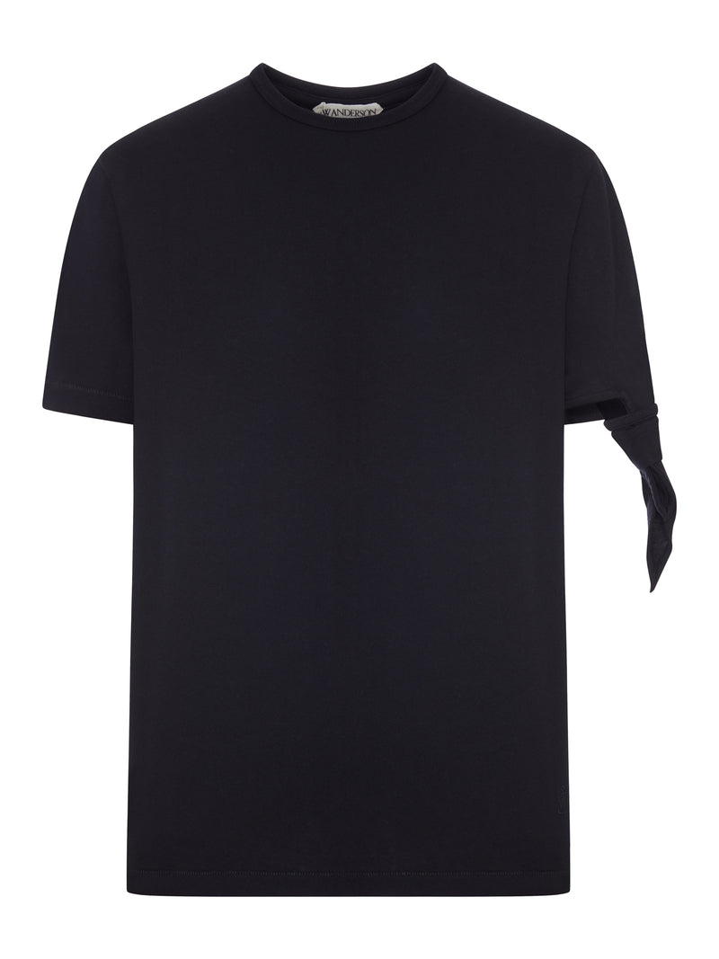 T-SHIRT NERA CON MANICHE ANNODATE