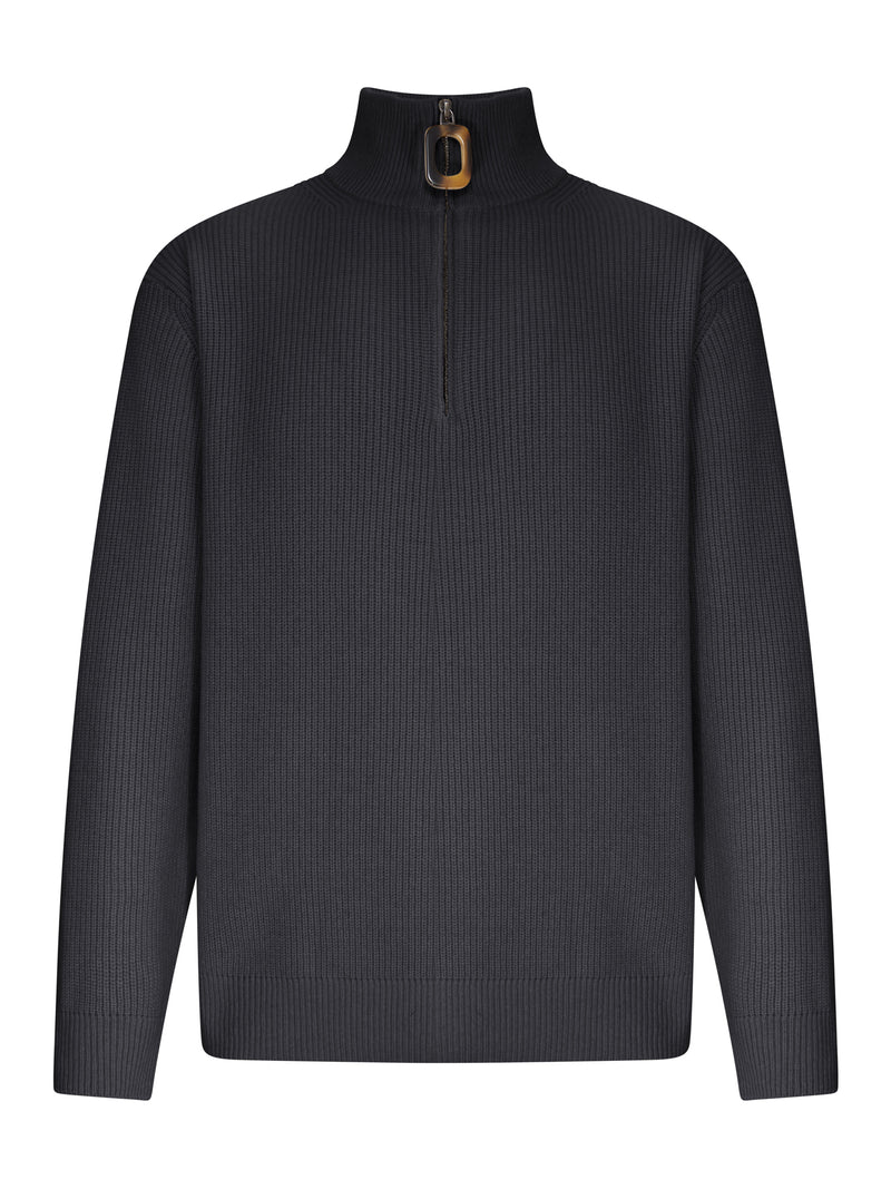 MAGLIA A COSTE CON COLLO ALTO E ZIP