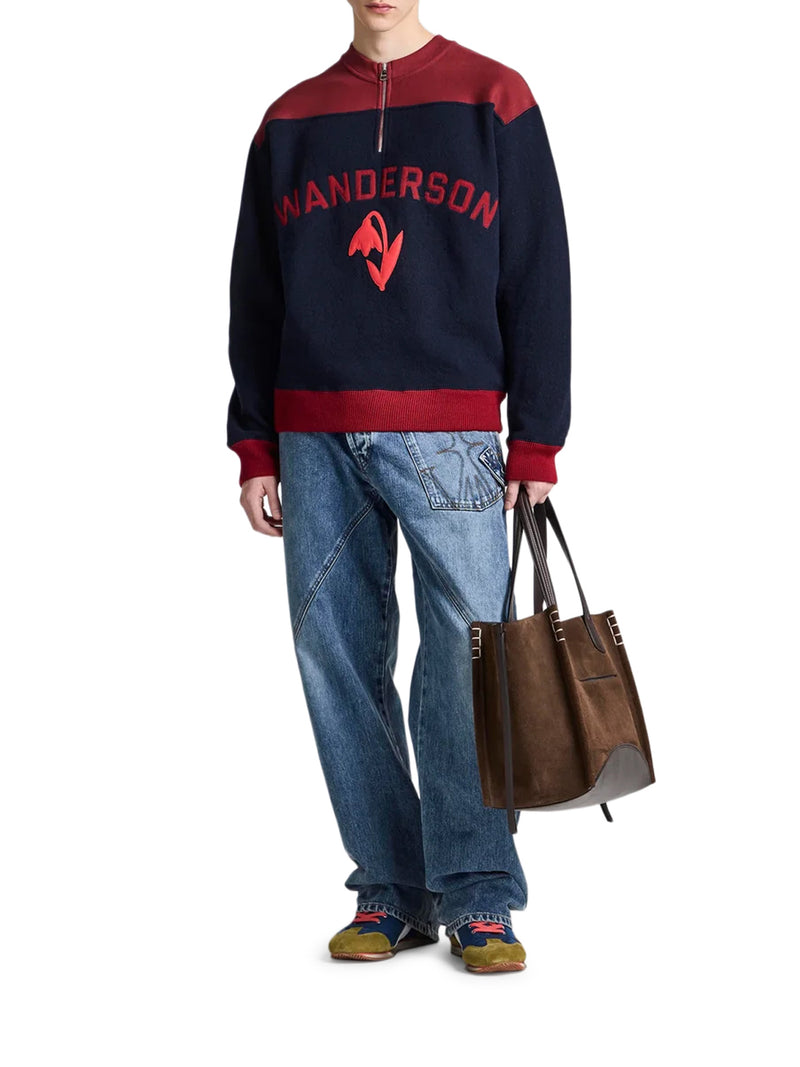 FELPA GIROCOLLO CON ZIP DESIGN COLOR BLOCK