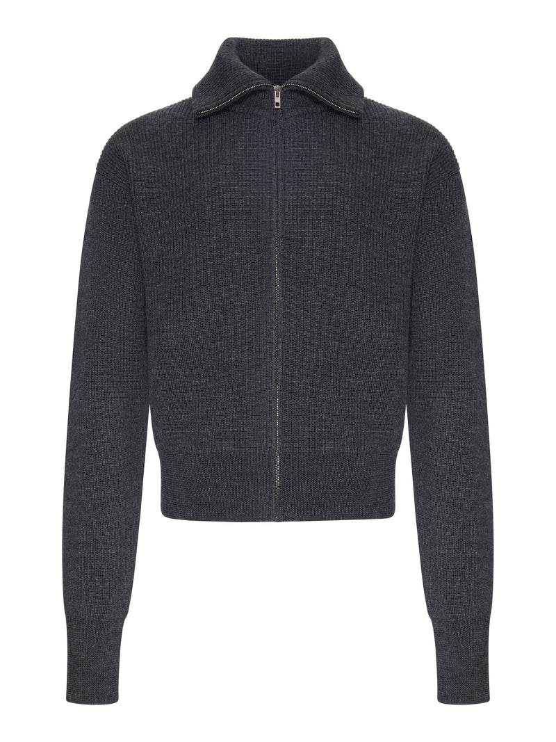 CARDIGAN CON ZIP IN LANA EFFETTO MELANGE