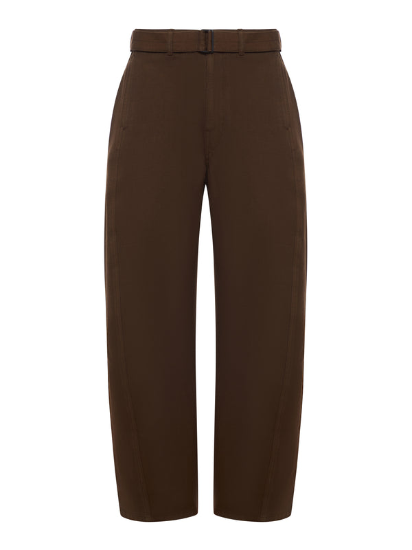 PANTALONI IN COTONE CON CINTURA INTRECCIATA