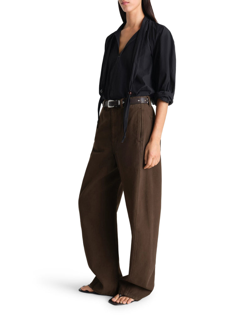 PANTALONI IN COTONE CON CINTURA INTRECCIATA