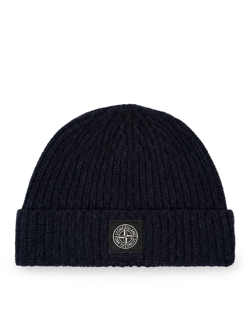 BEANIE IN MAGLIA A COSTINE CON PATCH DEL LOGO COMPASS