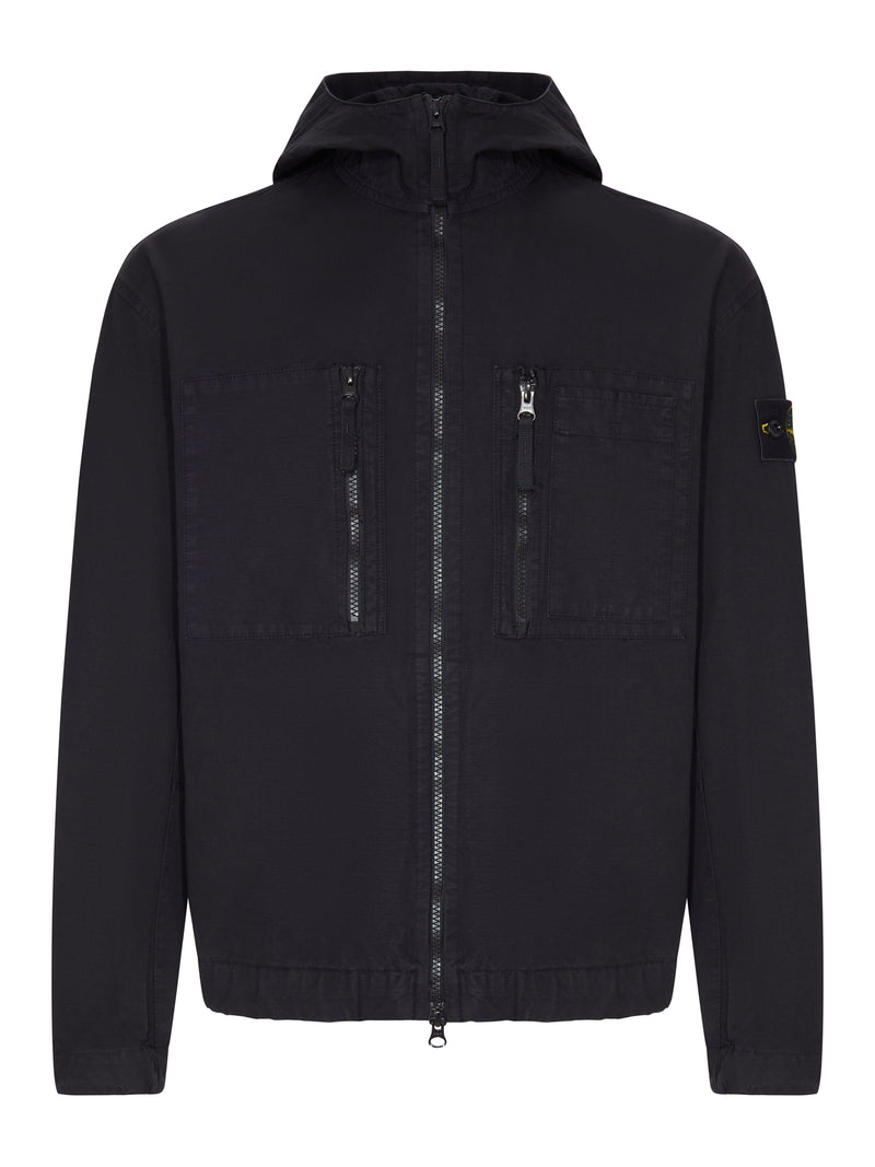 OVERSHIRT IN COTONE CON CAPPUCCIO E BADGE STONE ISLAND