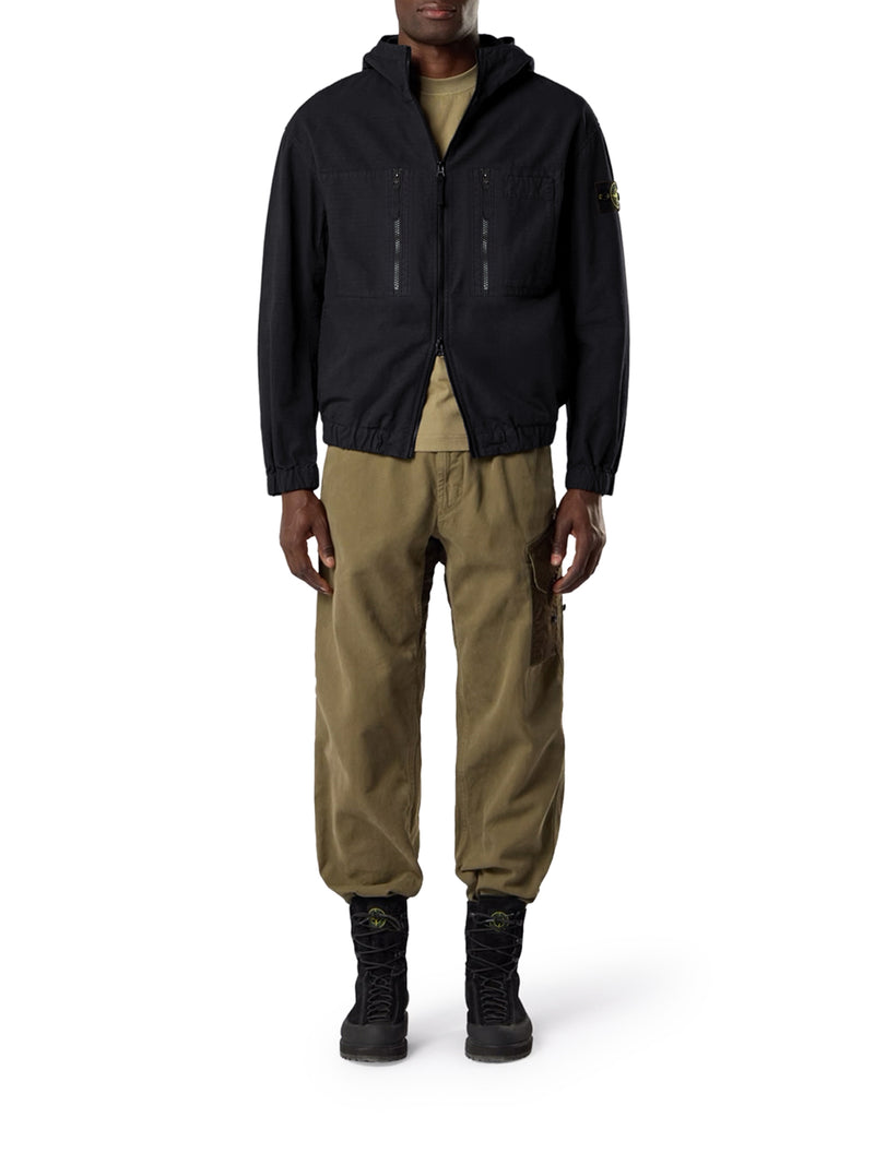 OVERSHIRT IN COTONE CON CAPPUCCIO E BADGE STONE ISLAND