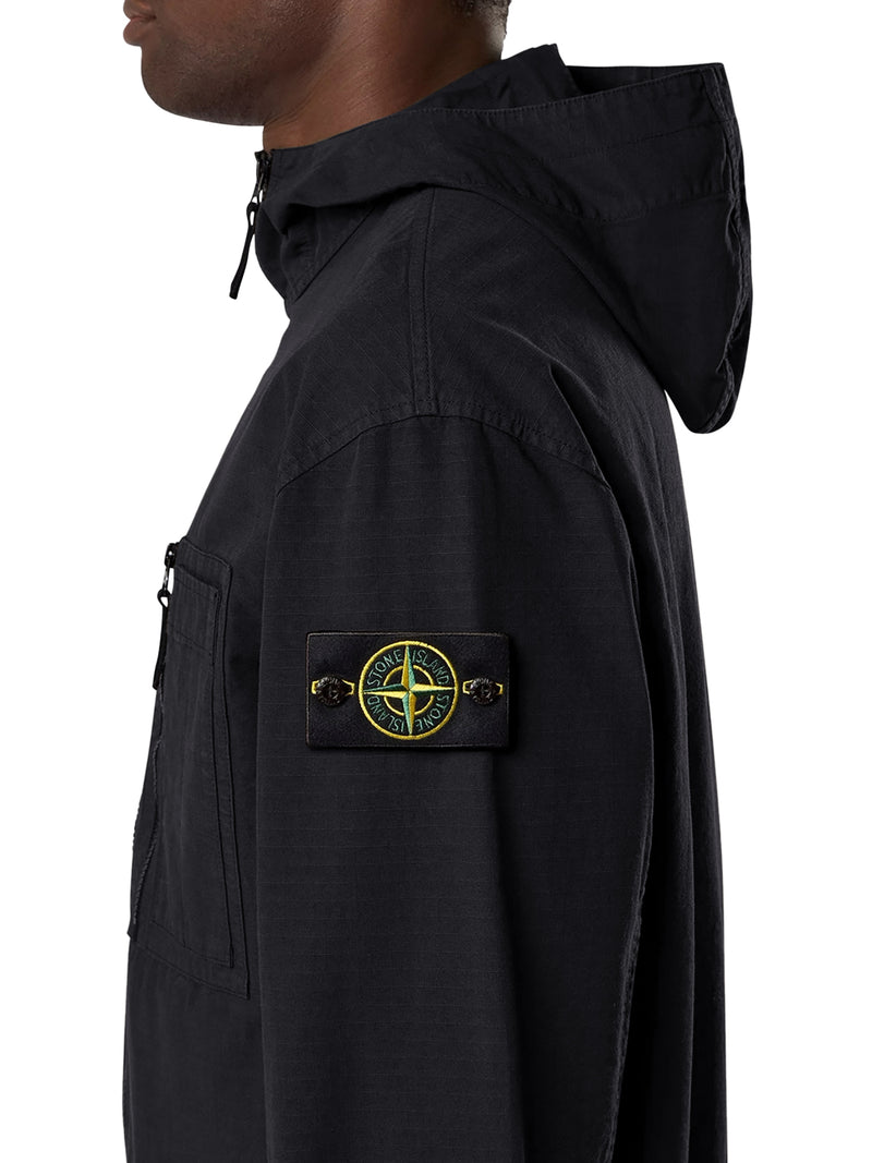 OVERSHIRT IN COTONE CON CAPPUCCIO E BADGE STONE ISLAND