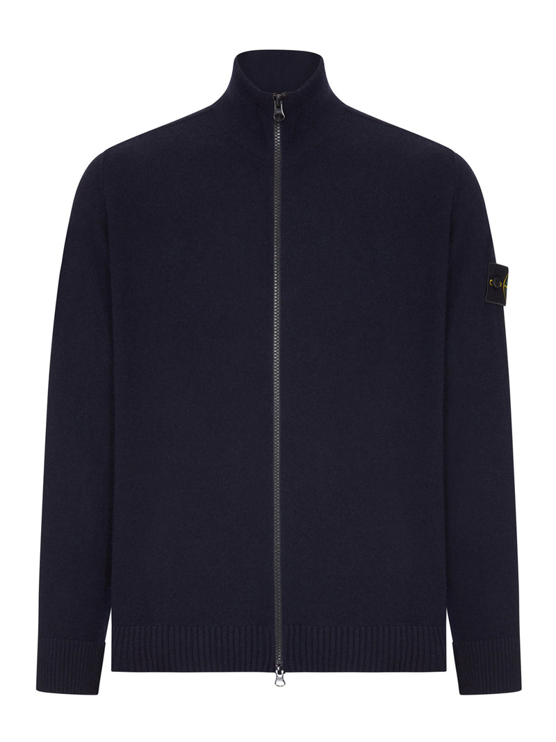 MAGLIA FULL ZIP IN LANA CON COLLO ALTO