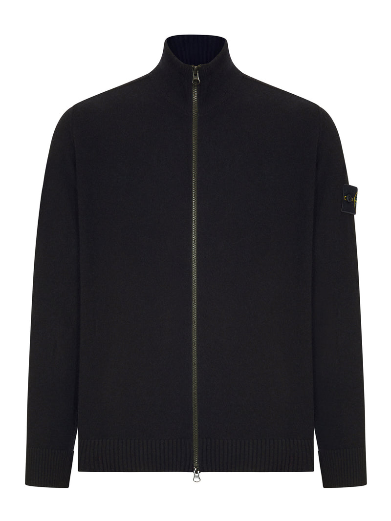 MAGLIA FULL ZIP IN LANA CON COLLO ALTO