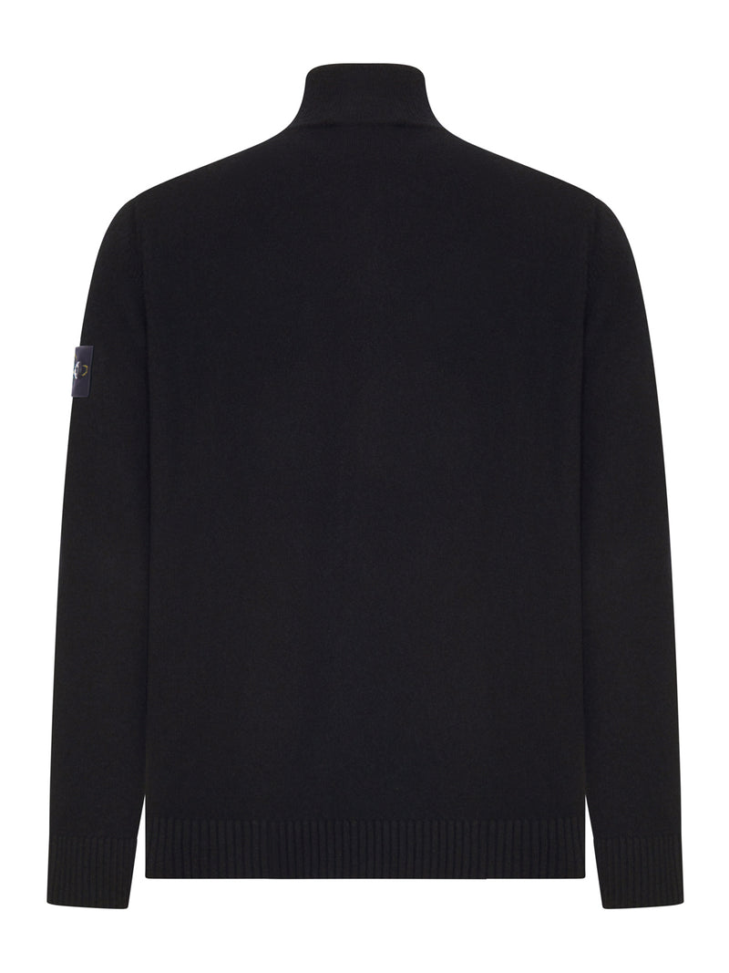 MAGLIA FULL ZIP IN LANA CON COLLO ALTO