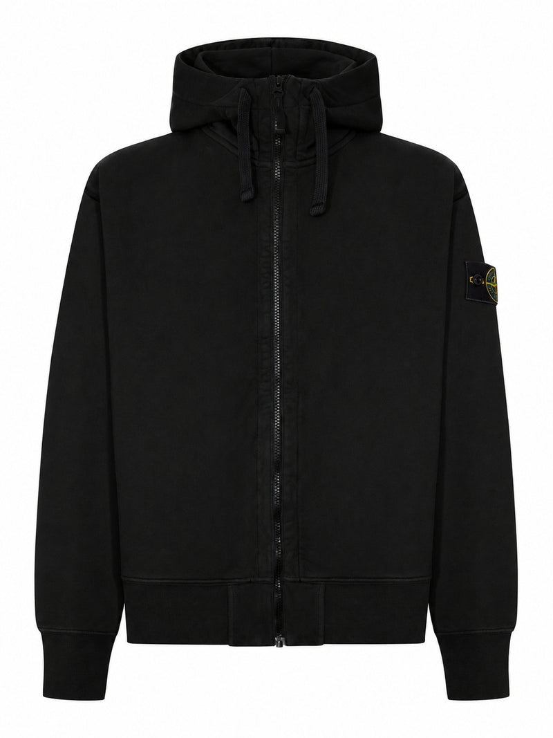 FELPA CON CAPPUCCIO E ZIP IN COTONE