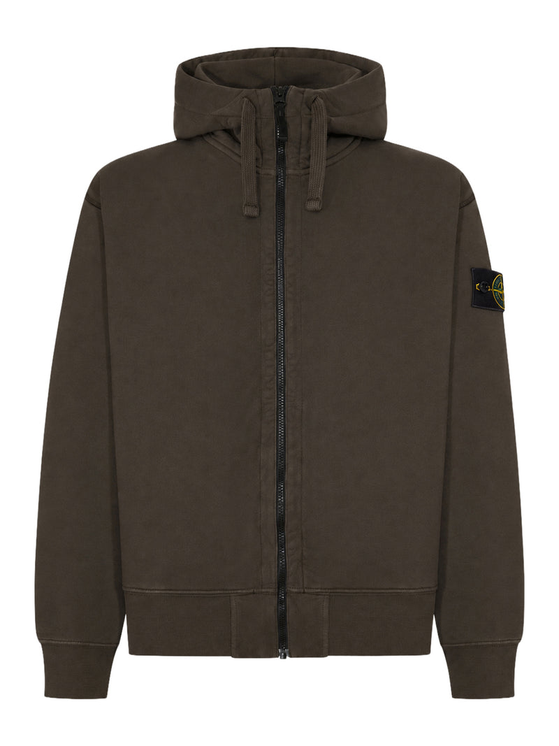 FELPA CON CAPPUCCIO E ZIP IN COTONE