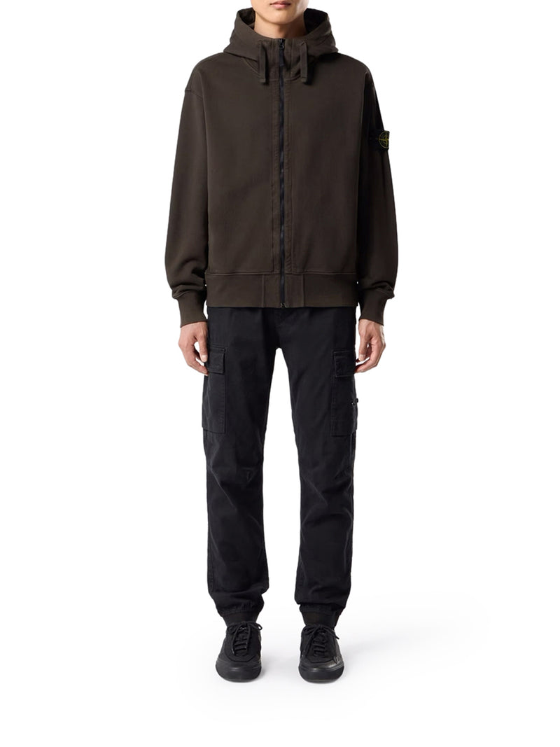 FELPA CON CAPPUCCIO E ZIP IN COTONE