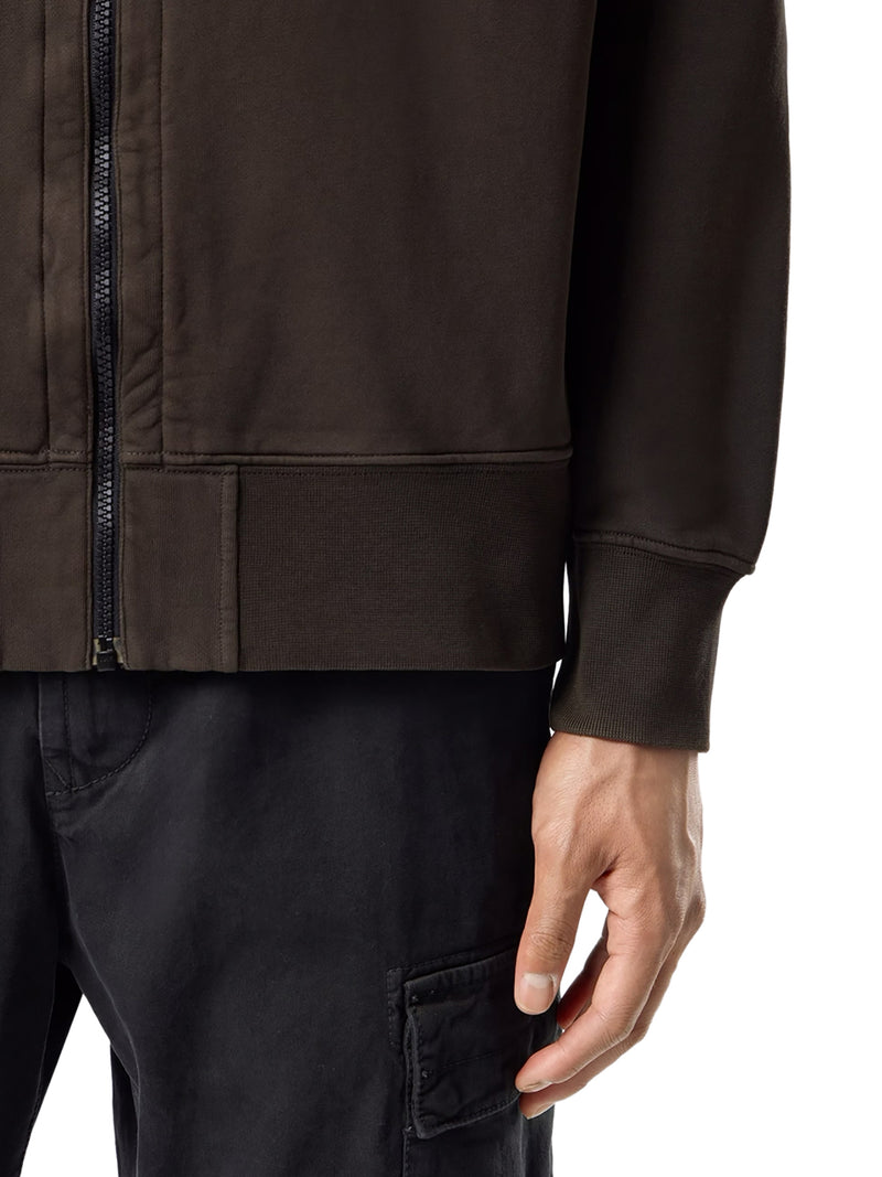 FELPA CON CAPPUCCIO E ZIP IN COTONE