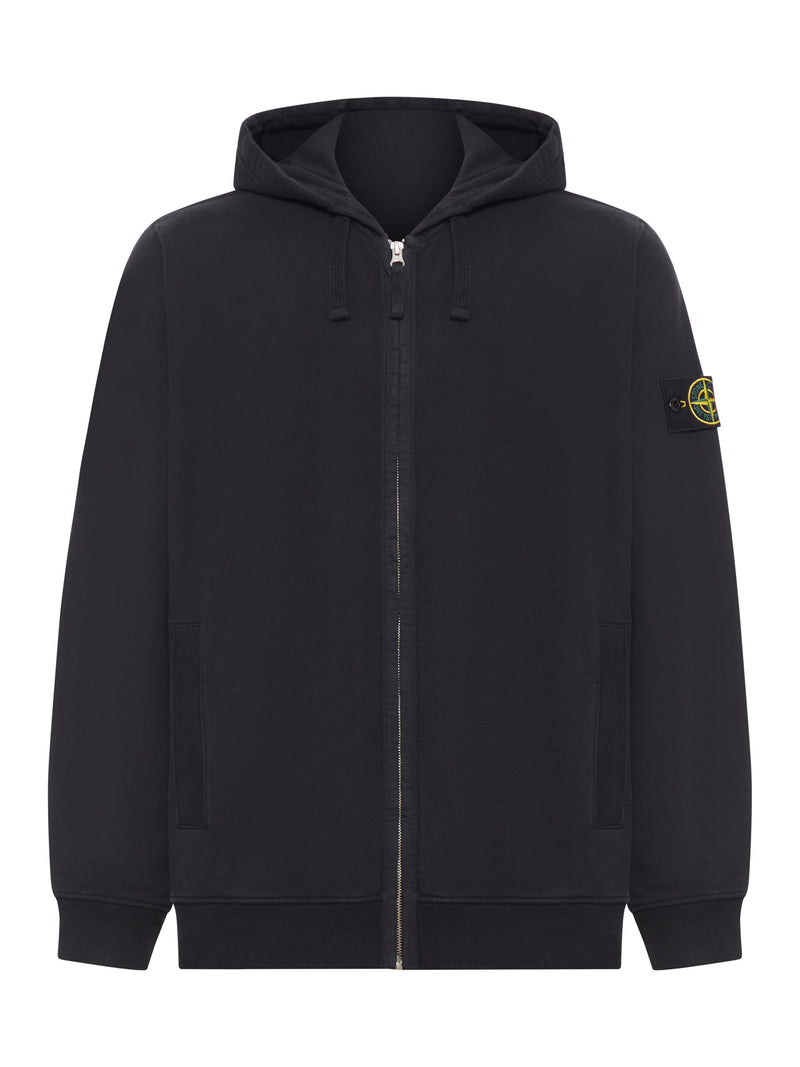 FELPA IN COTONE CON ZIP, CAPPUCCIO E LOGO COMPASS
