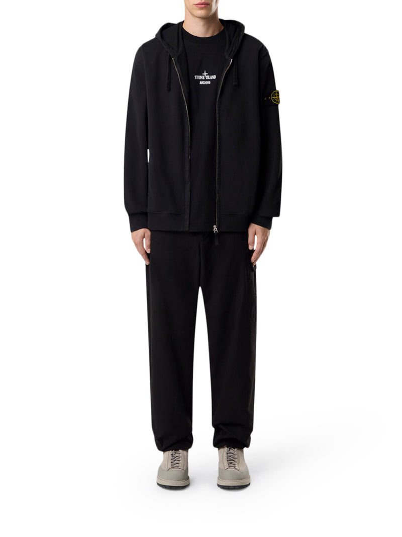 FELPA IN COTONE CON ZIP, CAPPUCCIO E LOGO COMPASS