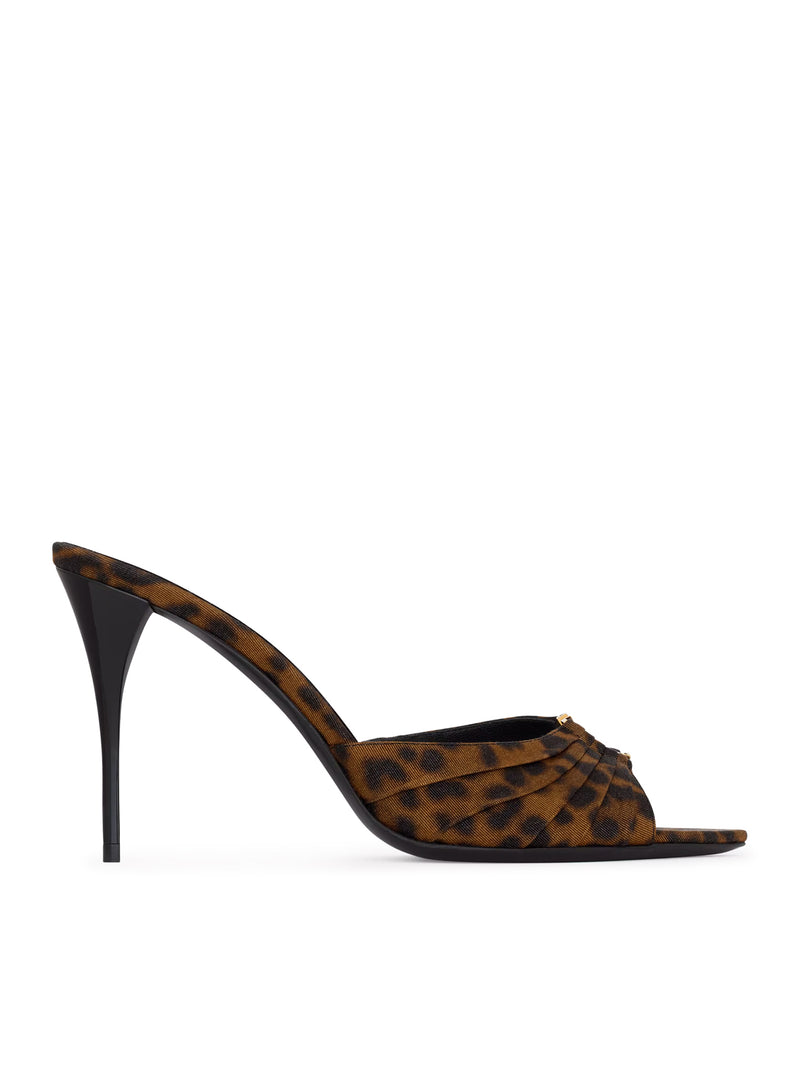 MULE BABYLONE IN GROS-GRAIN LEOPARDATO