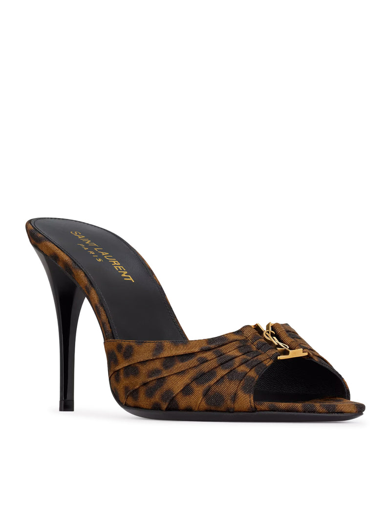 MULE BABYLONE IN GROS-GRAIN LEOPARDATO