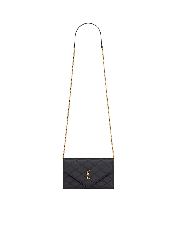 PORTAFOGLI PARIS CON CATENA IN PELLE GOFFRATA GRAIN DE POUDRE