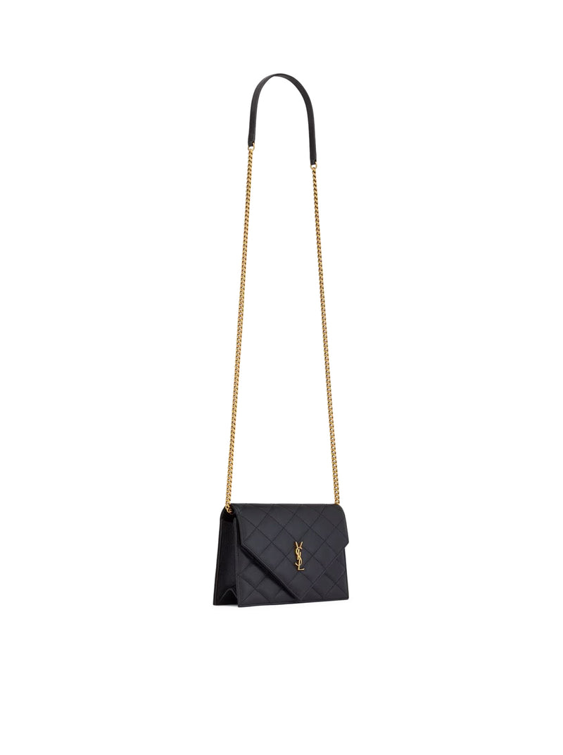 PORTAFOGLI PARIS CON CATENA IN PELLE GOFFRATA GRAIN DE POUDRE