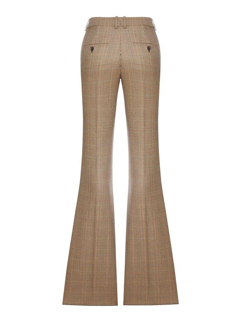 PANTALONI SVASATI IN LANA PIED DE POULE PRINCIPE DI GALLES