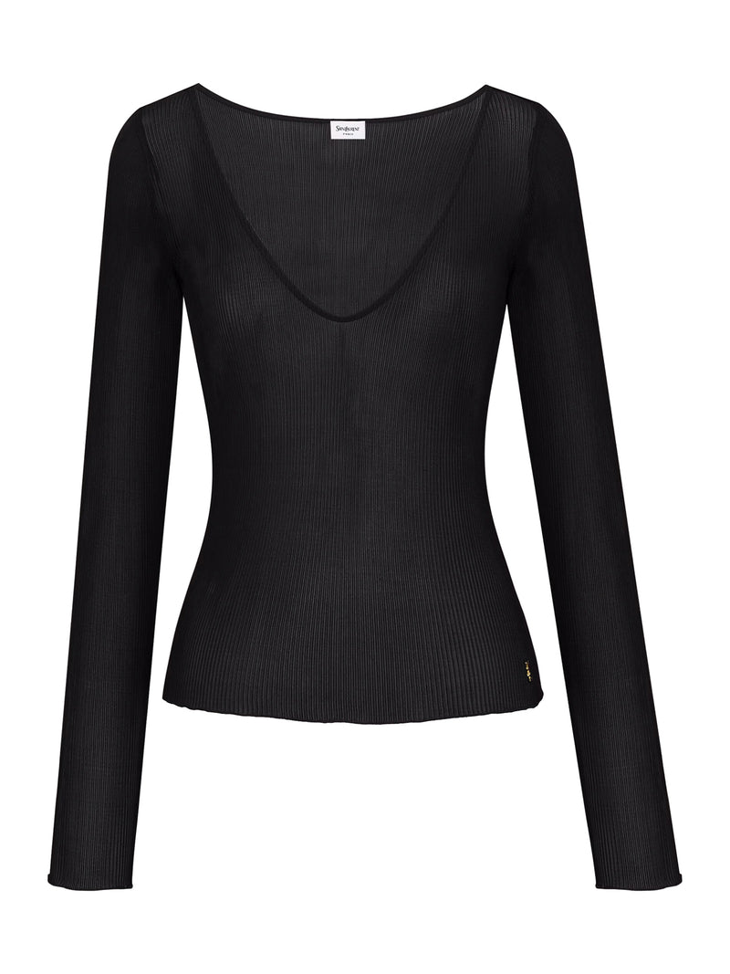 TOP CASSANDRE CON SCOLLO A V IN SETA A COSTE