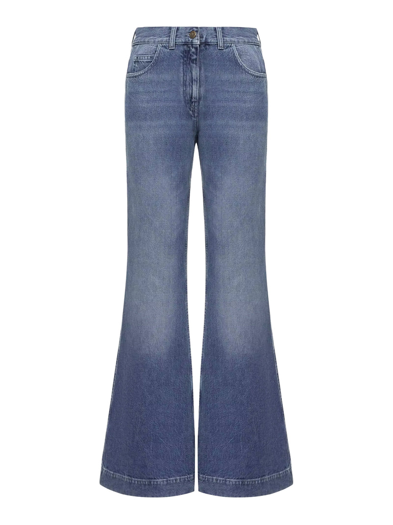 JEANS IN DENIM A GAMBA AMPIA