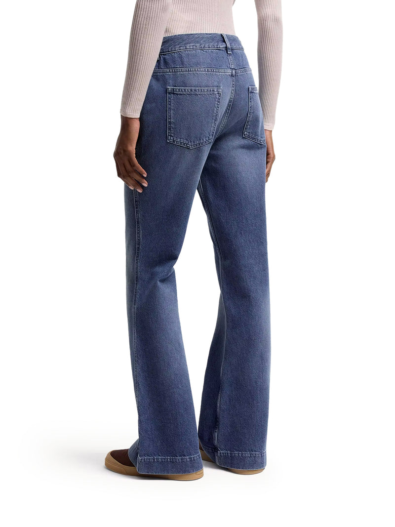 JEANS IN DENIM A GAMBA AMPIA