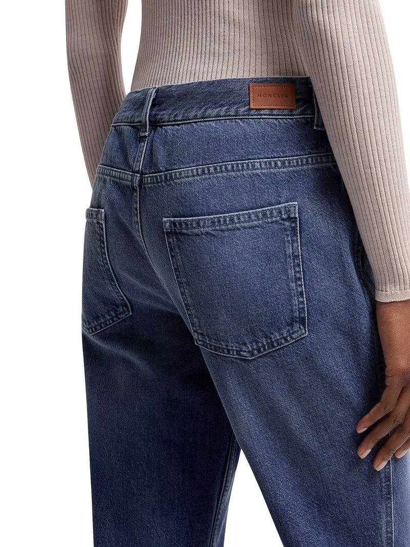 JEANS IN DENIM A GAMBA AMPIA