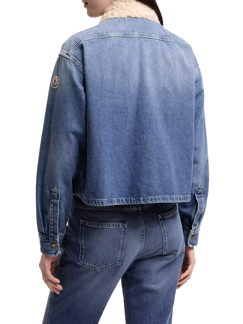 CAMICIA IN DENIM CON FINITURE IN TEDDY