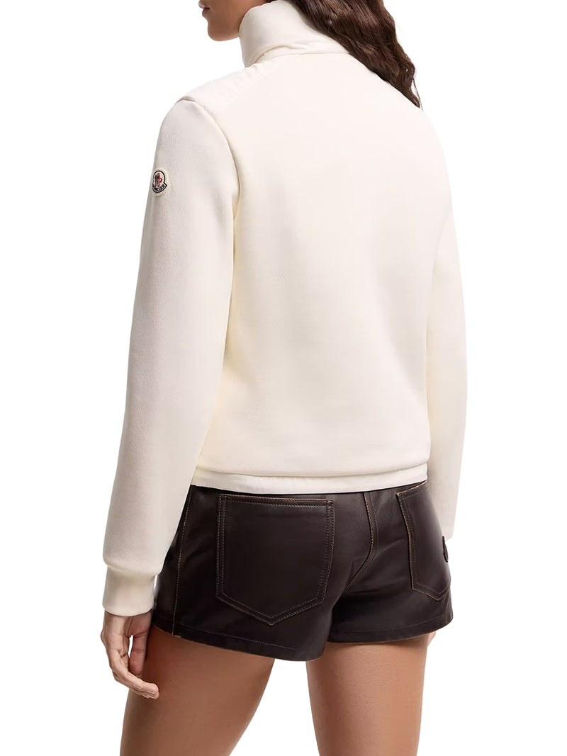 FELPA CON ZIP IN COTONE CON PARTE ANTERIORE IN NYLON