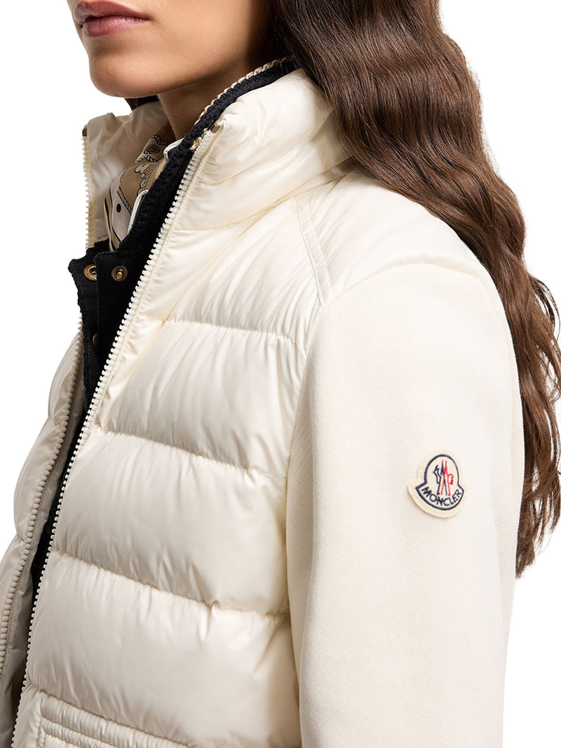 FELPA CON ZIP IN COTONE CON PARTE ANTERIORE IN NYLON