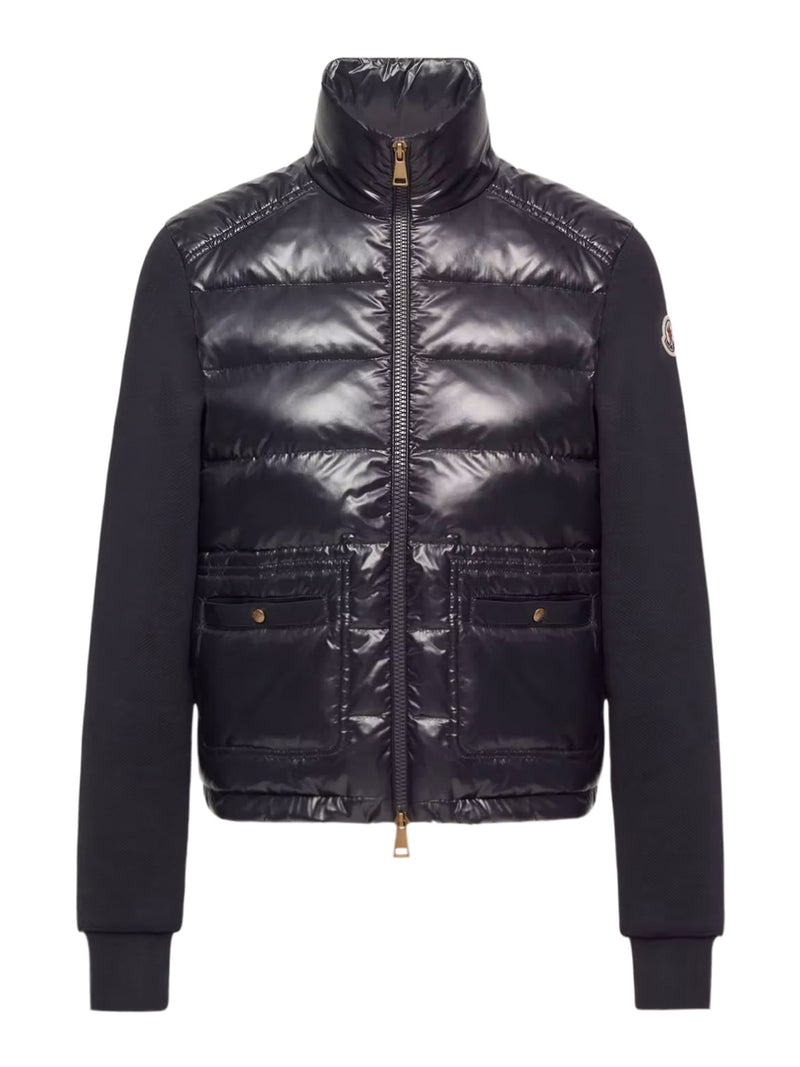 FELPA CON ZIP IN COTONE CON PARTE ANTERIORE IN NYLON