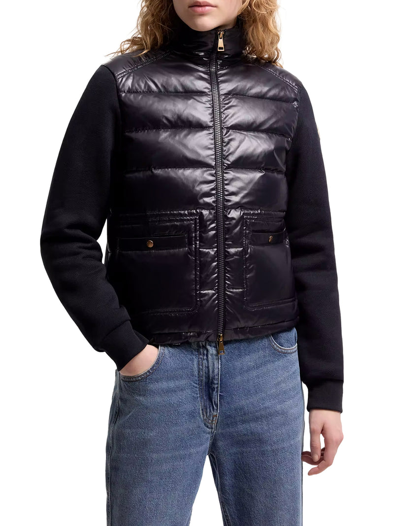 FELPA CON ZIP IN COTONE CON PARTE ANTERIORE IN NYLON