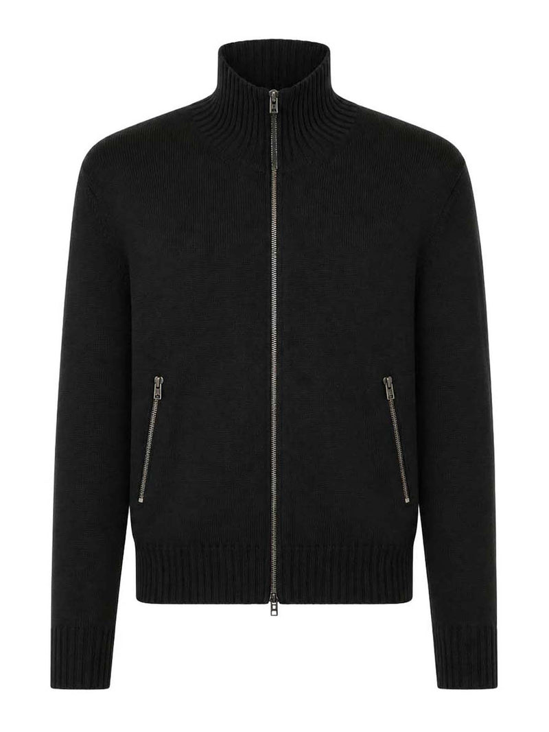 CARDIGAN CON ZIP IN LANA MÉRINOS