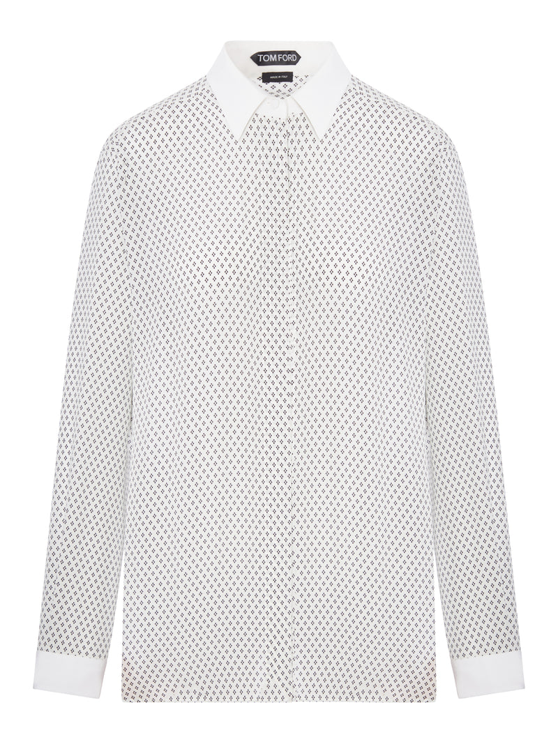 CAMICIA IN CRÊPE DE CHINE DI SETA CON STAMPA A ROMBI