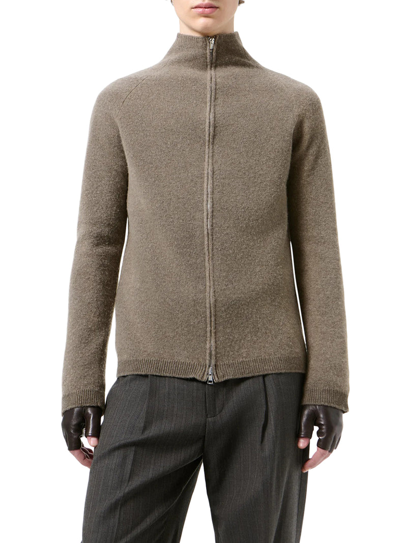 CARDIGAN CON ZIP IN LANA 