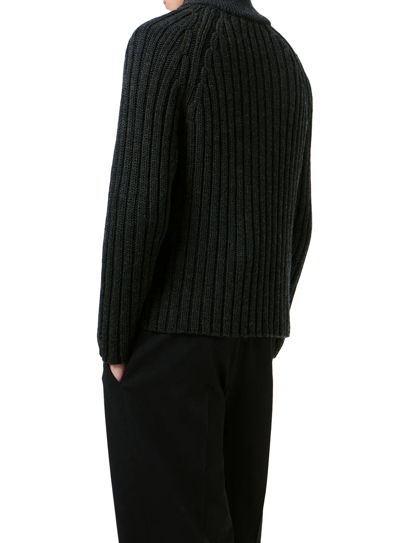 CARDIGAN  CON ZIP IN MAGLIA DI LANA MERINO A COSTE