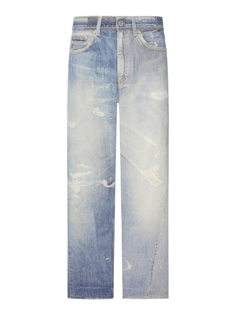 JEANS THIRD CUT IN COTONE CON STAMPA DIGITALE